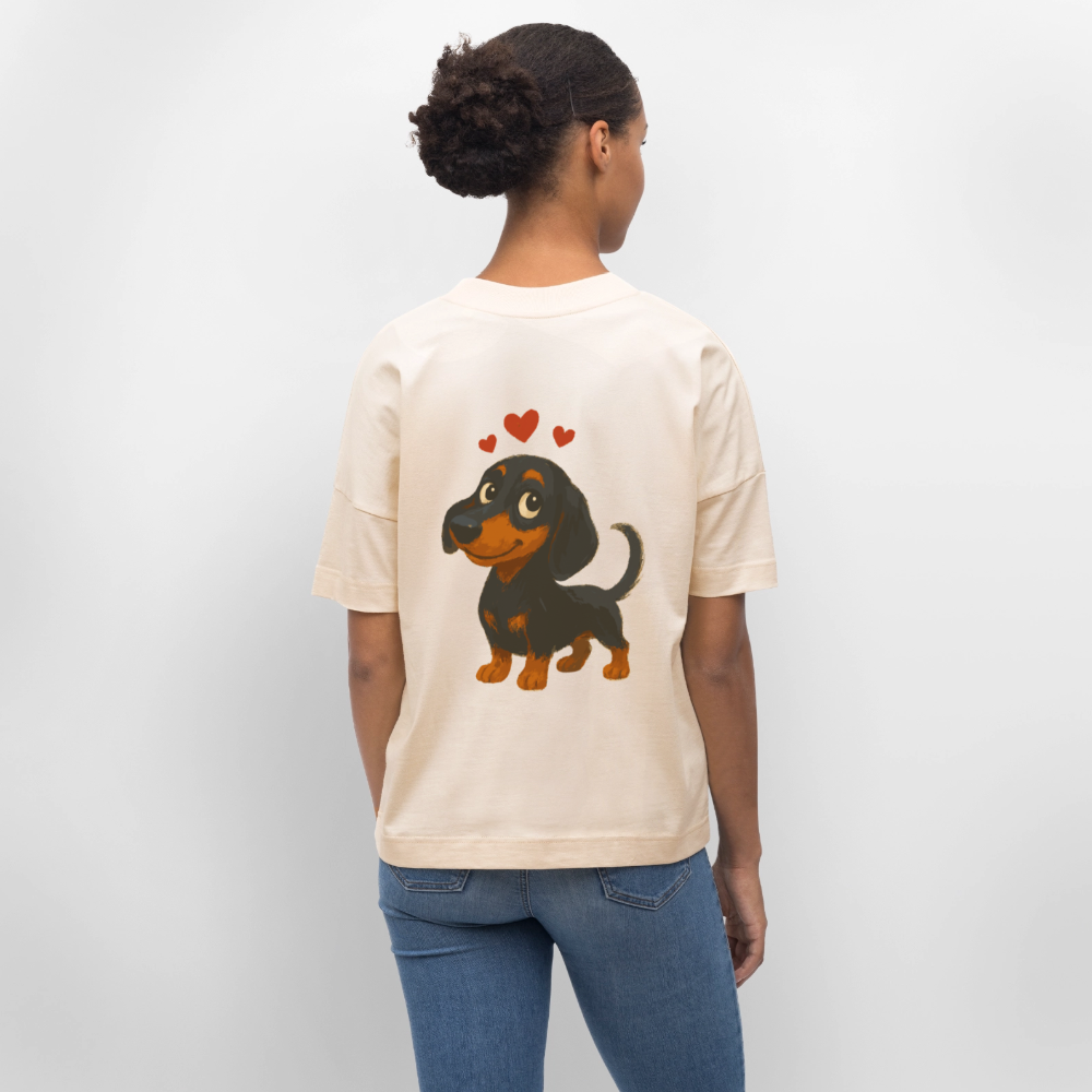 Dackel Oversized – Verliebter Cartoon Dachshund | Süßer Hund Pullover Geschenk mit Herzen für Valentinstag & Hundefans - Weißgrau