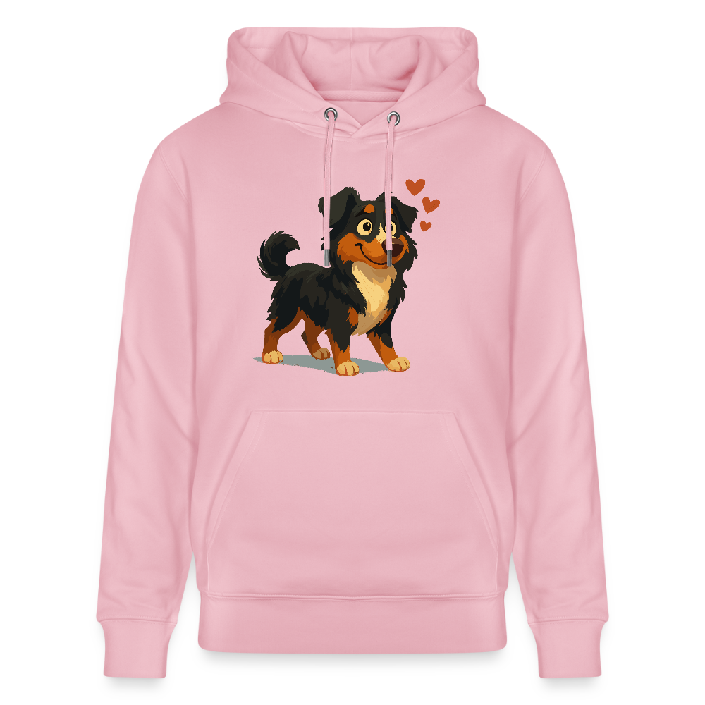 Australian Shepherd Hoodie Verliebter Cartoon mit roten Herzen – Liebevolles Hunde Motiv für Valentinstag, Freundschaft und Geschenkideen - Hellrosa