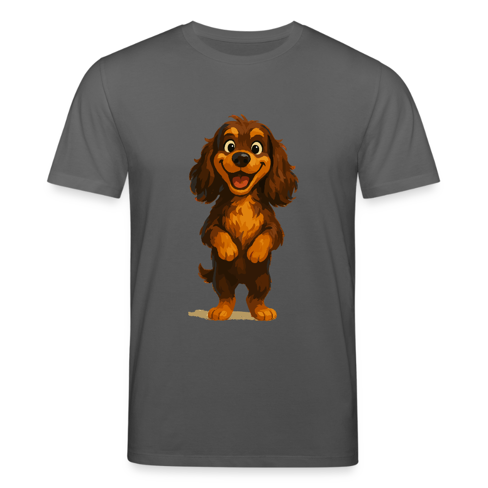 Cocker Spaniel T-Shirt breit grinsend – Lustiger Cartoon Hund, fröhliches Motiv für Hundeliebhaber und Tierfreunde - Anthrazit