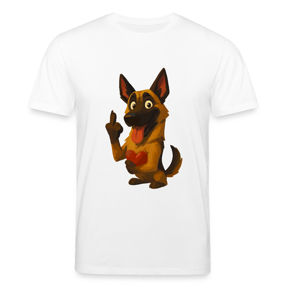 Frecher Malinois T-Shirt mit Herz – witziges und provokantes Hunde Cartoon Motiv für Hundeliebhaber mit Sinn für Humor - Weiß