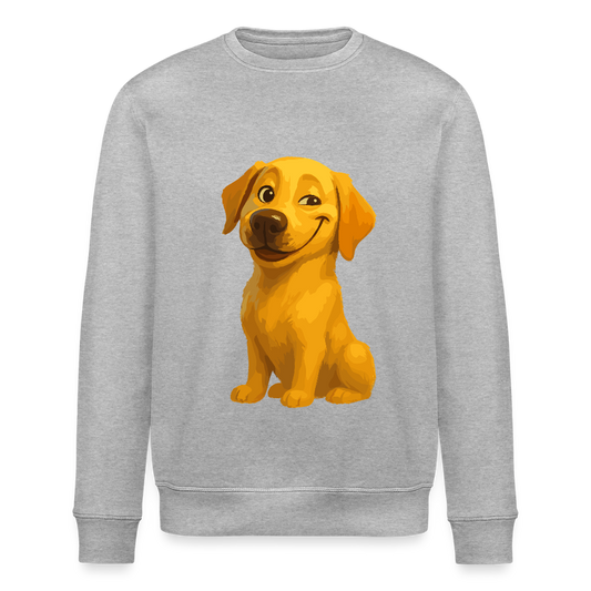 Labrador Sweatshirt – Grinsender Cartoon Hund | Lustiges Geschenk für Hundebesitzer, Hundefans und Labrador-Liebhaber - Grau meliert