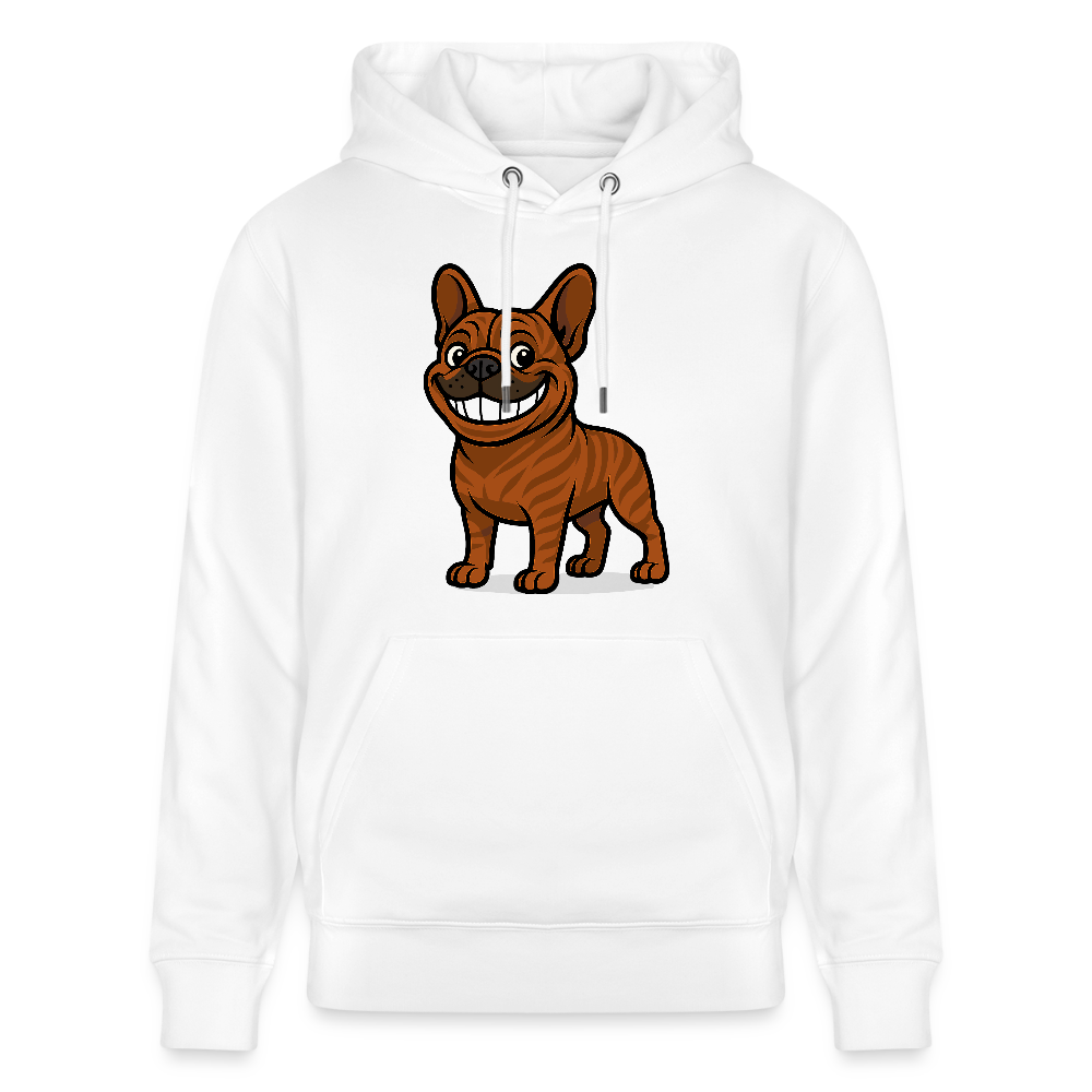 Französische Bulldogge Hoodie - Cartoon mit breitem Grinsen – Lustiges Hunde Motiv für Humor-Fans, Tierfreunde und Geschenkideen - Weiß