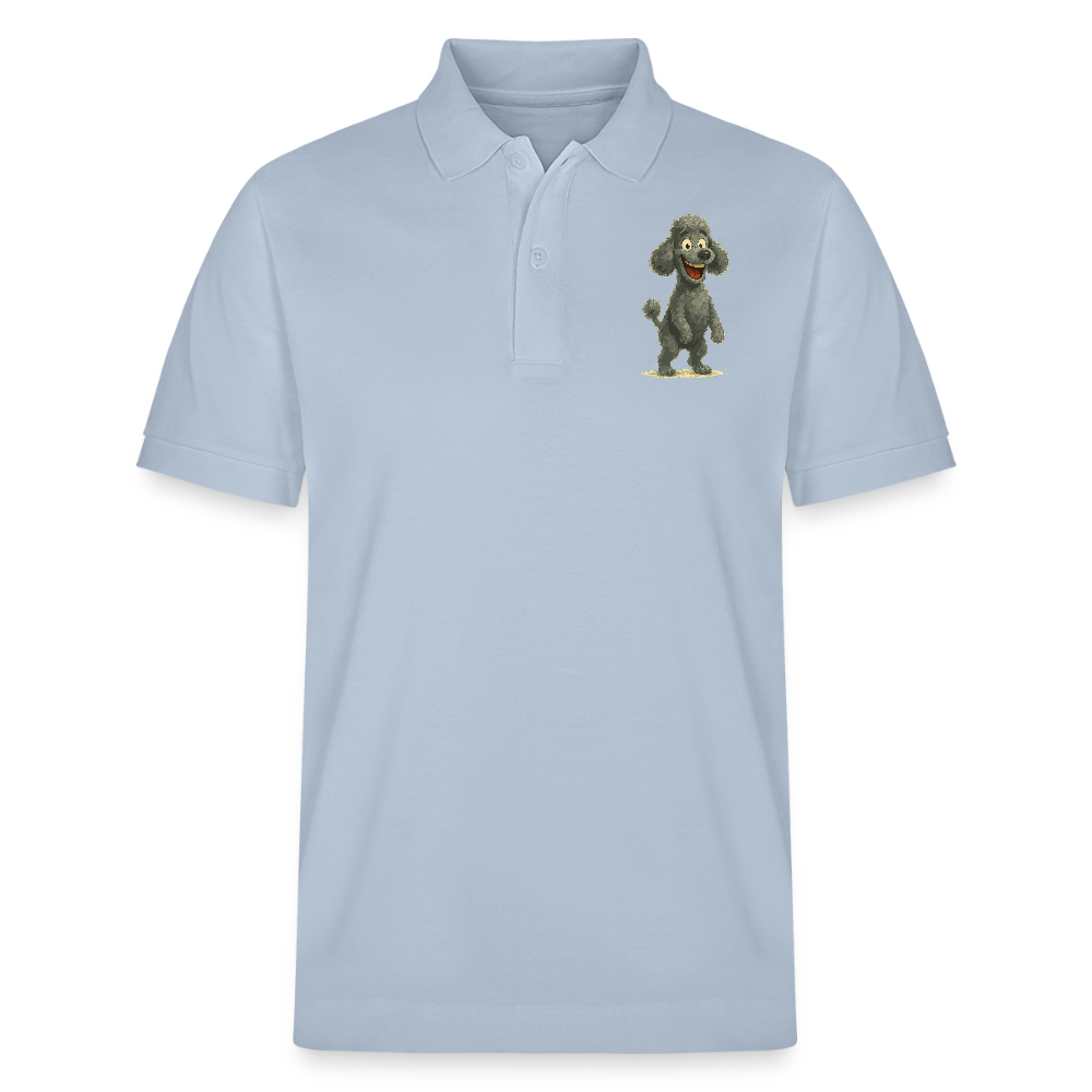 Pudel Poloshirt mit breitem Grinsen Lustiger Cartoon – Witziges Hunde Design für Pudel Fans und Hundeliebhaber - sky Blue