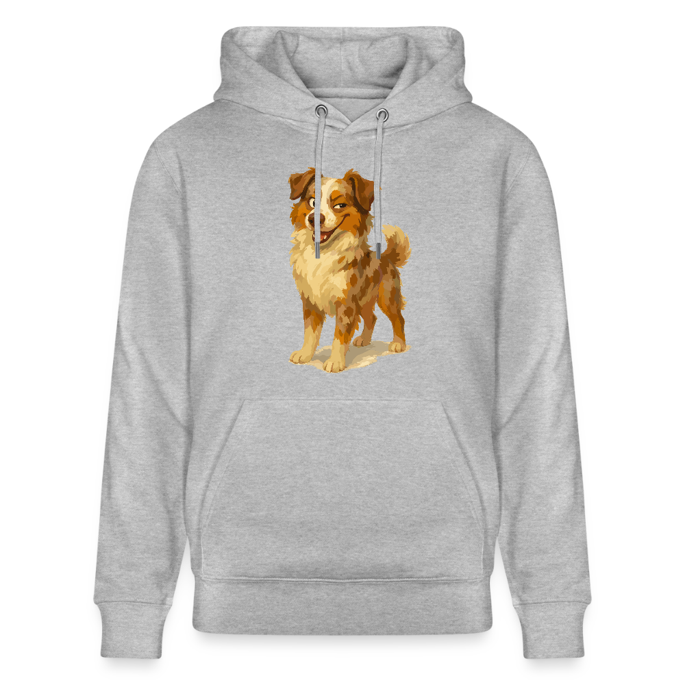 Australian Shepherd Hoodie Frecher Cartoon mit verschmitztem Grinsen – Humorvolles Hunde Motiv für Tierfreunde und Geschenkideen - Grau meliert