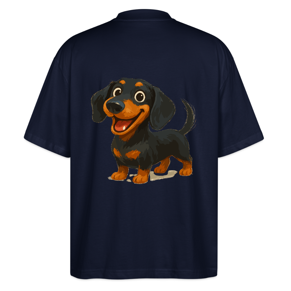 Dackel Oversized – Fröhlicher Cartoon Dachshund | Niedlicher Hund Pullover Geschenk für Hundefans - Navy