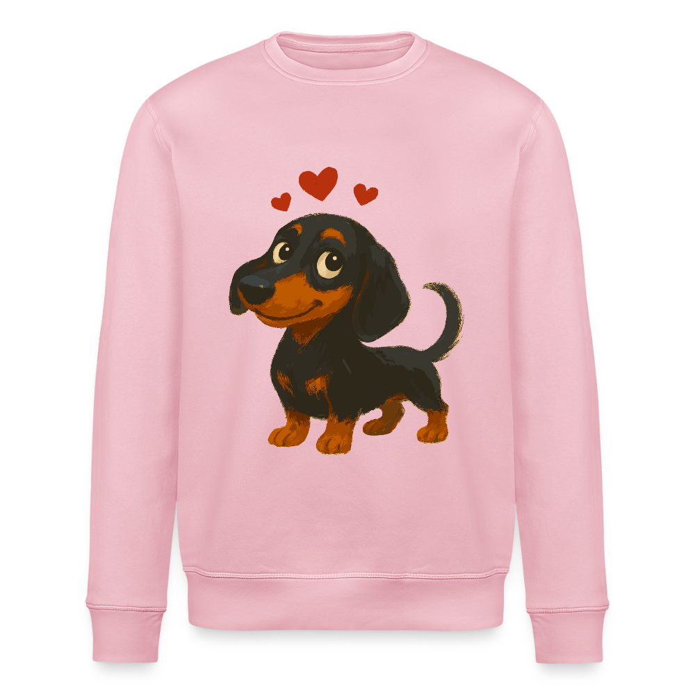 Dackel Sweatshirt – Verliebter Cartoon Dachshund | Süßer Hund Pullover Geschenk mit Herzen für Valentinstag & Hundefans - Hellrosa