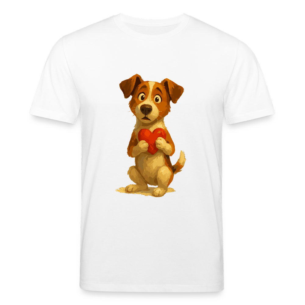 Jack Russell Terrier T-Shirt mit Herz – süßes Cartoon Motiv, liebevoller Hund, Geschenkidee für Valentinstag und Hundeliebhaber - Weiß