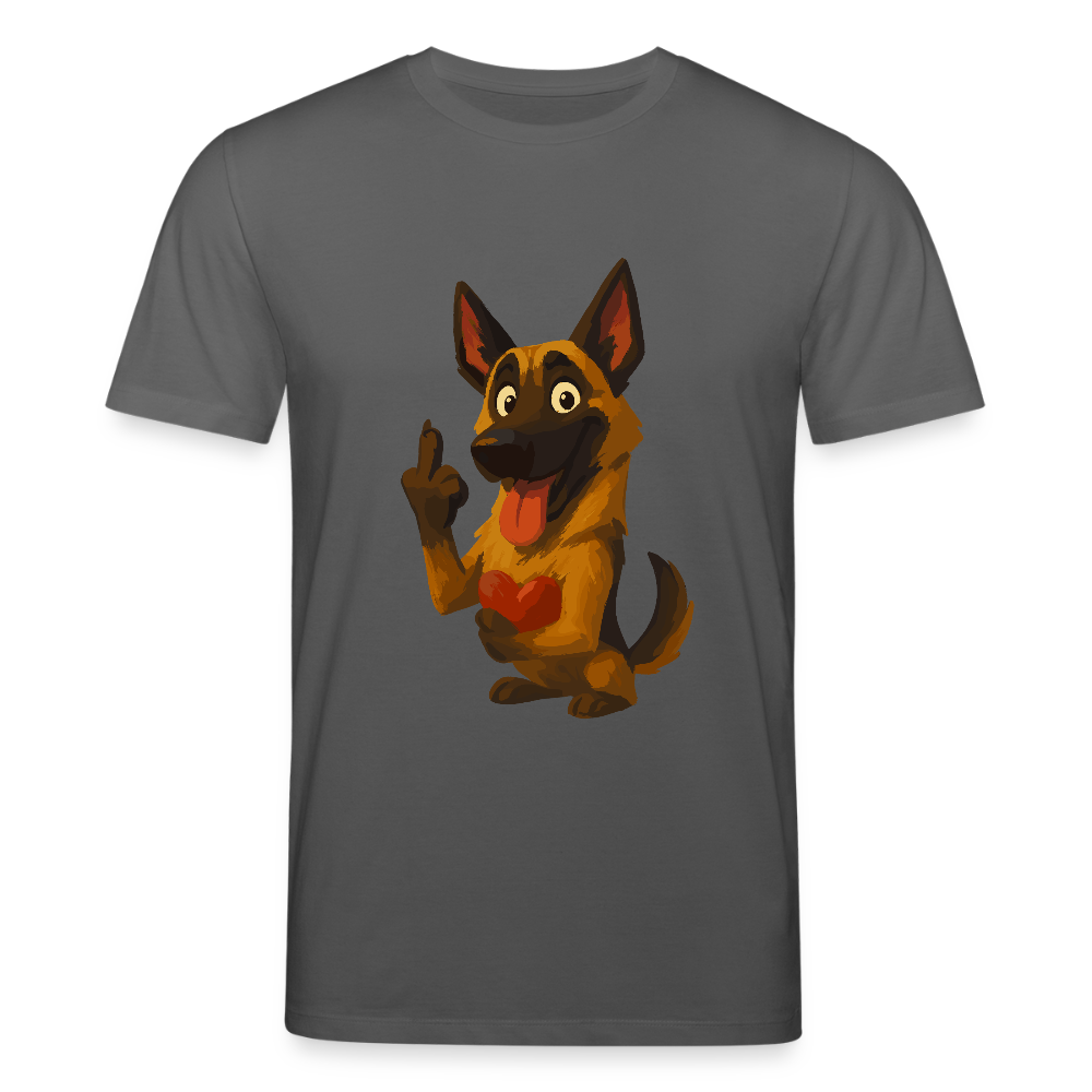 Frecher Malinois T-Shirt mit Herz – witziges und provokantes Hunde Cartoon Motiv für Hundeliebhaber mit Sinn für Humor - Anthrazit