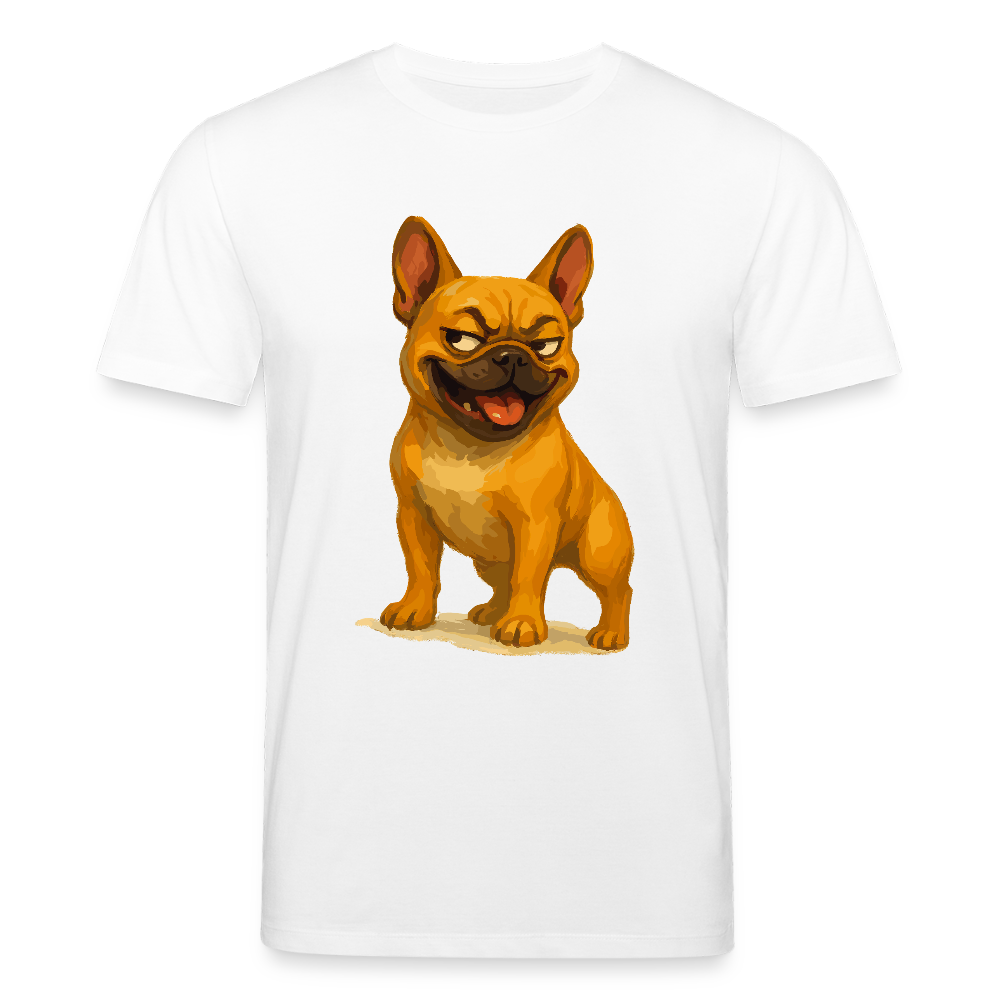Französische Bulldogge T-Shirt - Frecher Cartoon mit verschmitztem Grinsen – Humorvolles Hunde Motiv für Tierfreunde und Geschenkideen - Weiß