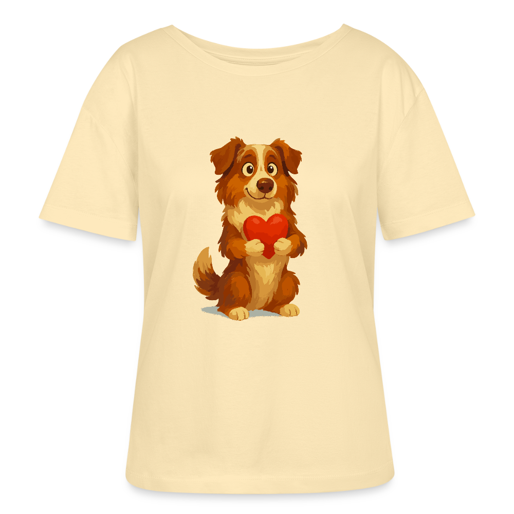 Australian Shepherd Shirt Süßer Cartoon mit Herz – Liebevolles Hunde Motiv für Valentinstag, Freundschaft und Geschenkideen - Creme