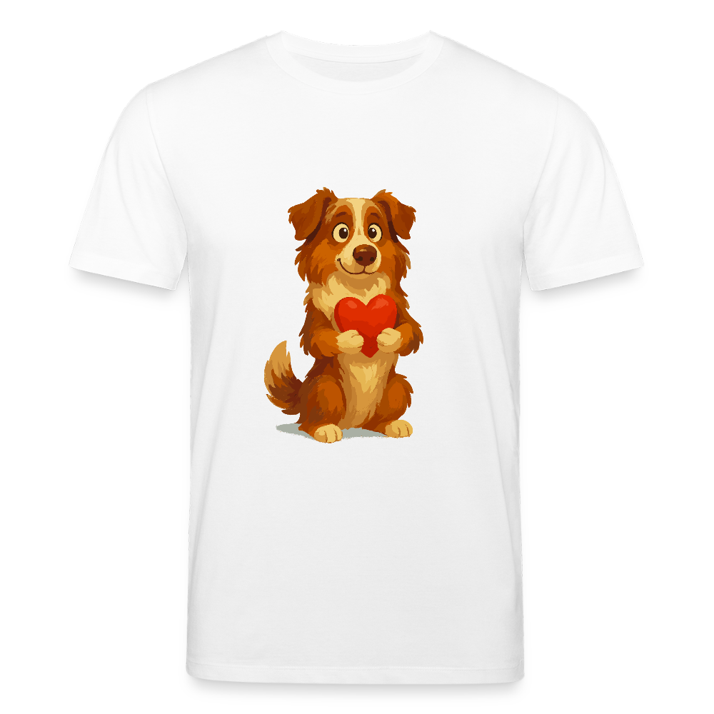 Australian Shepherd T-Shirt Süßer Cartoon mit Herz – Liebevolles Hunde Motiv für Valentinstag, Freundschaft und Geschenkideen - Weiß