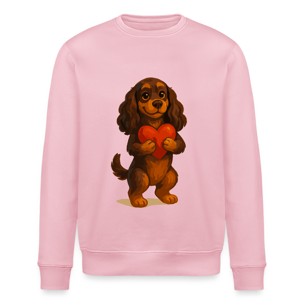 Cocker Spaniel Sweatshirt mit Herz – Süßer Cartoon Hund, perfektes Motiv für Valentinstag und Hundeliebhaber - Hellrosa
