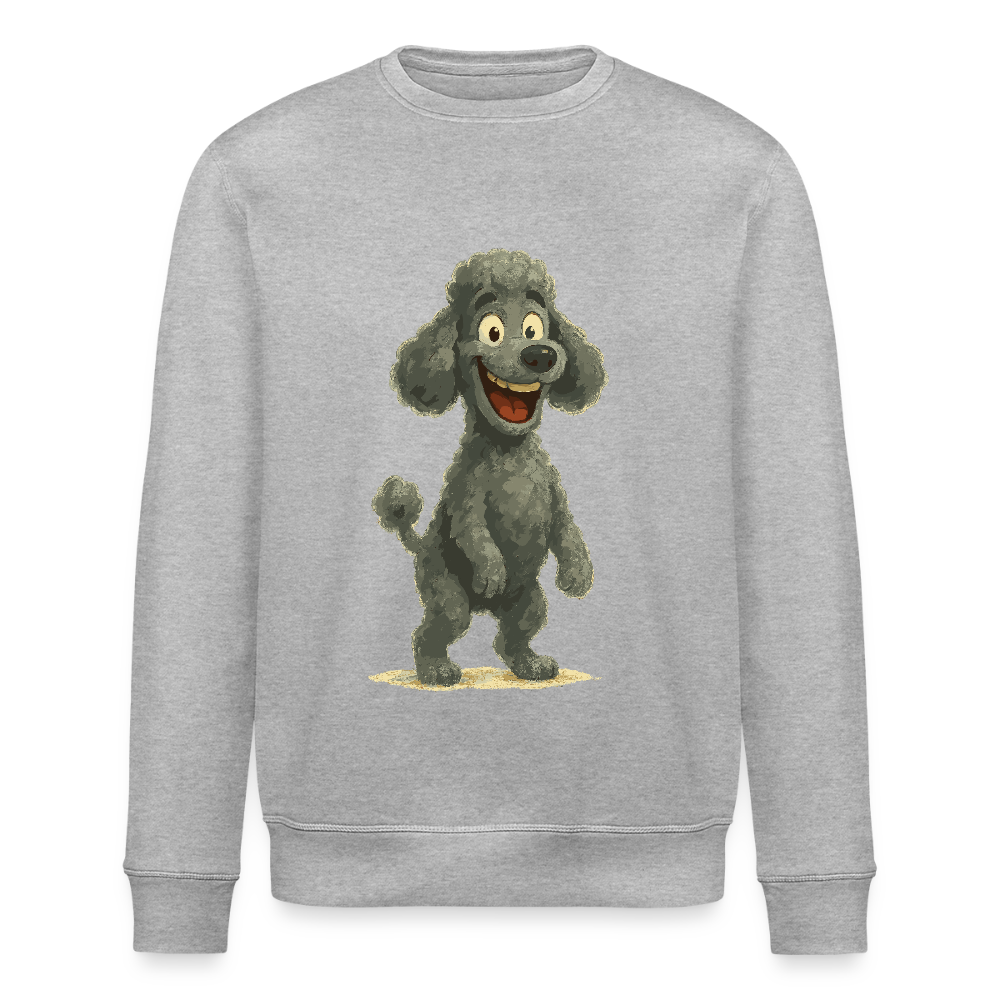 Pudel Sweatshirt mit breitem Grinsen Lustiger Cartoon – Witziges Hunde Design für Pudel Fans und Hundeliebhaber - Grau meliert