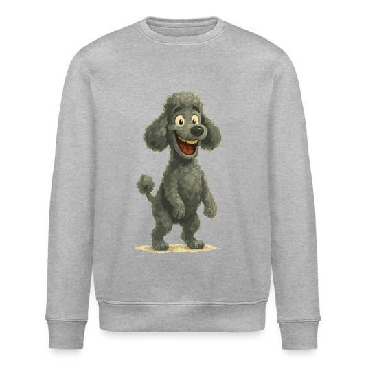Pudel Sweatshirt mit breitem Grinsen Lustiger Cartoon – Witziges Hunde Design für Pudel Fans und Hundeliebhaber - Grau meliert
