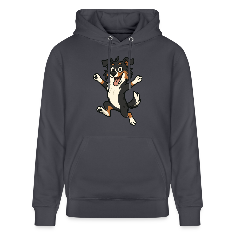 Australian Shepherd Hoodie Cartoon hüpfend – Fröhliches Hunde Motiv voller Freude und Energie für Hundeliebhaber und Geschenkideen - Indigoblau