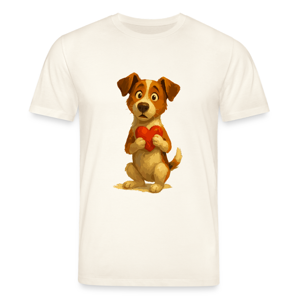 Jack Russell Terrier T-Shirt mit Herz – süßes Cartoon Motiv, liebevoller Hund, Geschenkidee für Valentinstag und Hundeliebhaber - Naturweiß 