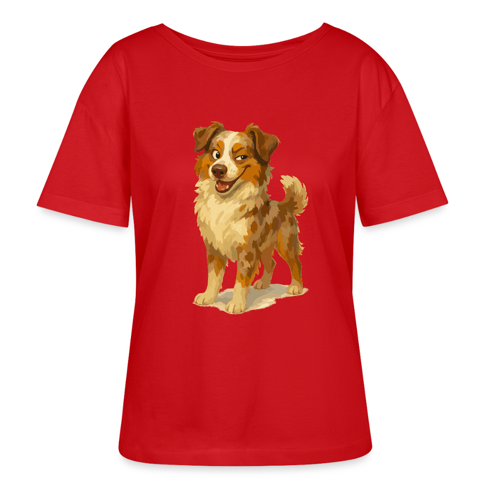 Australian Shepherd Shirt Frecher Cartoon mit verschmitztem Grinsen – Humorvolles Hunde Motiv für Tierfreunde und Geschenkideen - Rot