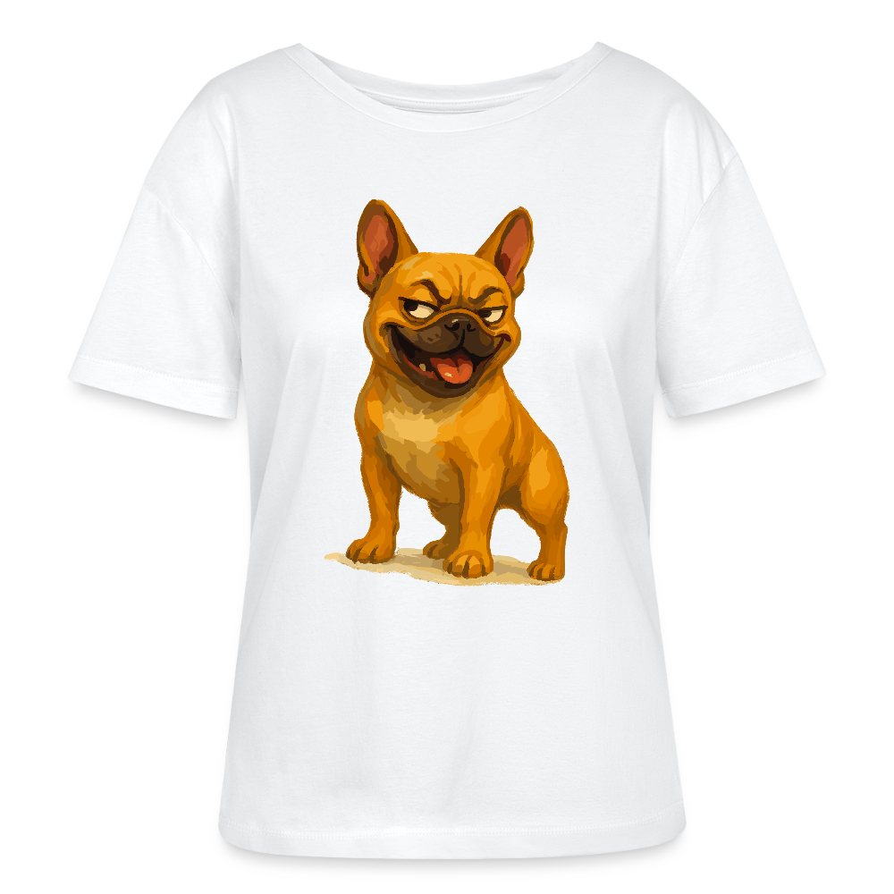 Französische Bulldogge Shirt - Frecher Cartoon mit verschmitztem Grinsen – Humorvolles Hunde Motiv für Tierfreunde und Geschenkideen - Weiß