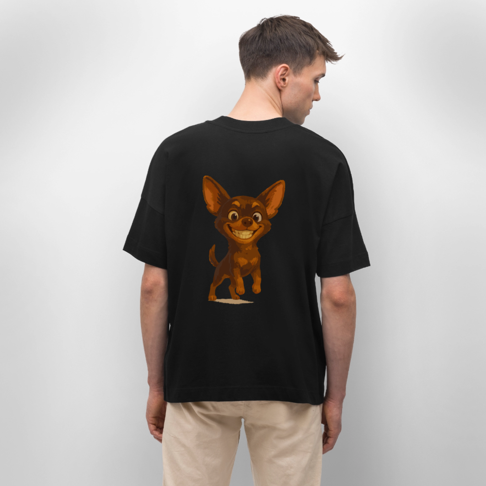 Grinsender Chihuahua Oversized Cartoon Hund – witziges Tiermotiv mit großem Lächeln, Geschenkidee für Hundefans und Tierfreunde - Schwarz
