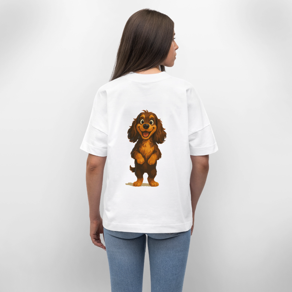 Cocker Spaniel Oversized breit grinsend – Lustiger Cartoon Hund, fröhliches Motiv für Hundeliebhaber und Tierfreunde - Weiß