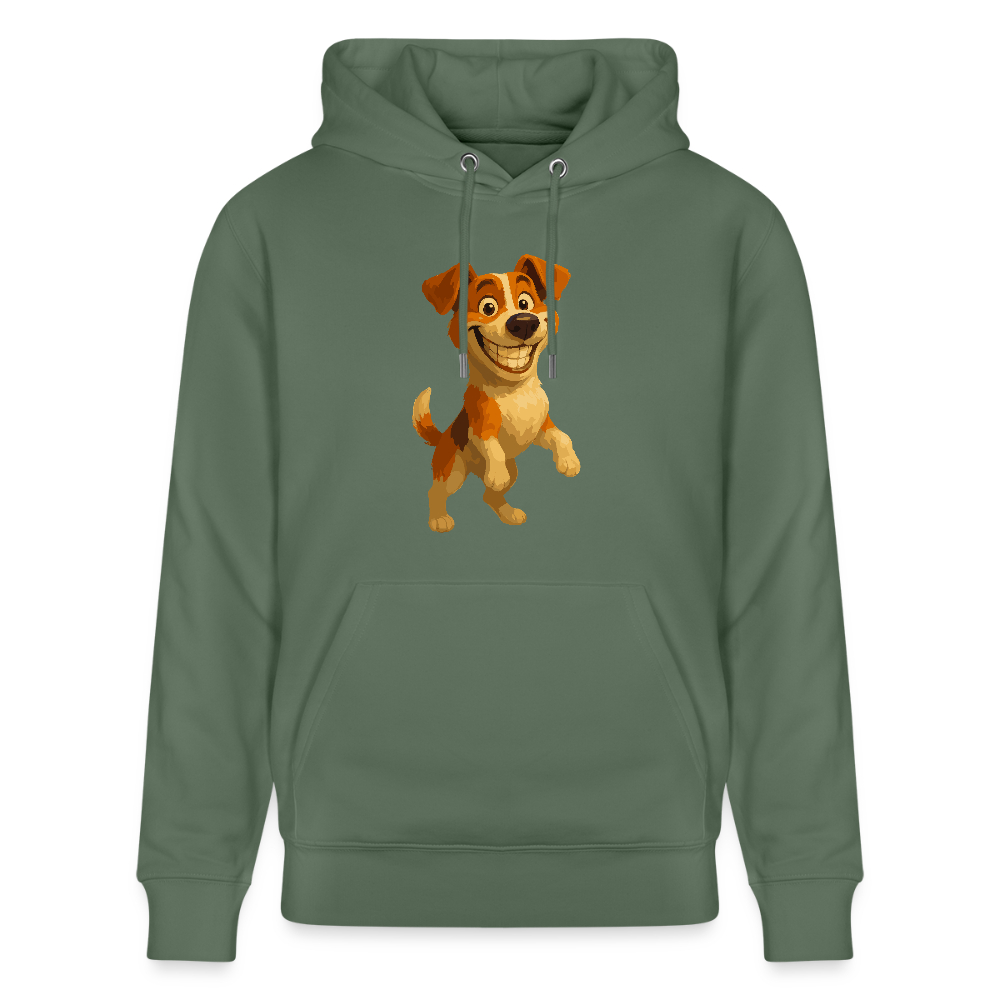 Jack Russell Terrier Hoodie breit grinsend – süßer Cartoon Hund, lustiges Motiv für Hundeliebhaber & Geschenkidee für Tierfreunde - Tanngrün