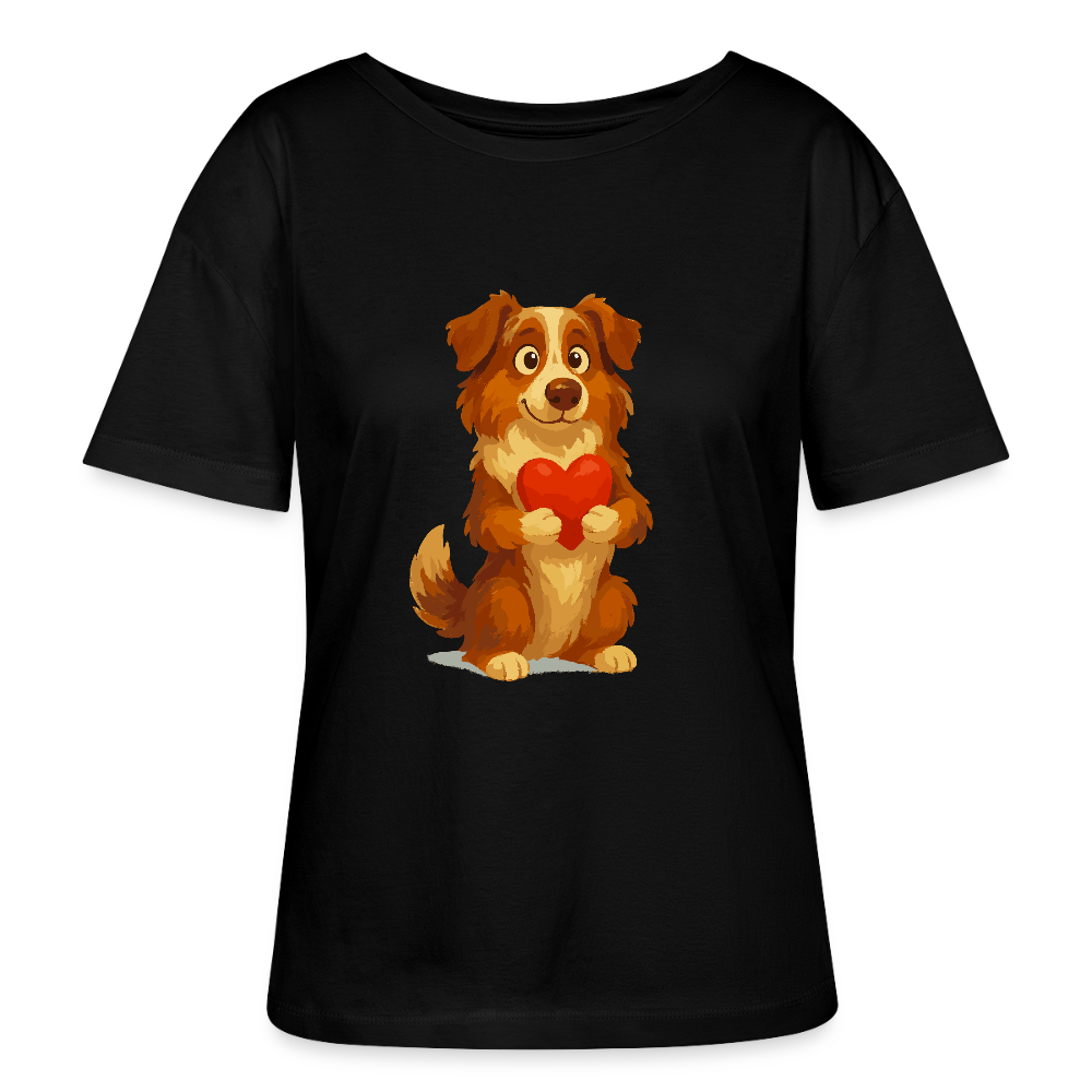 Australian Shepherd Shirt Süßer Cartoon mit Herz – Liebevolles Hunde Motiv für Valentinstag, Freundschaft und Geschenkideen - Schwarz