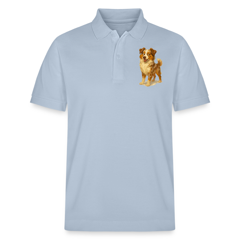 Australian Shepherd Poloshirt Frecher Cartoon mit verschmitztem Grinsen – Humorvolles Hunde Motiv für Tierfreunde und Geschenkideen - sky Blue