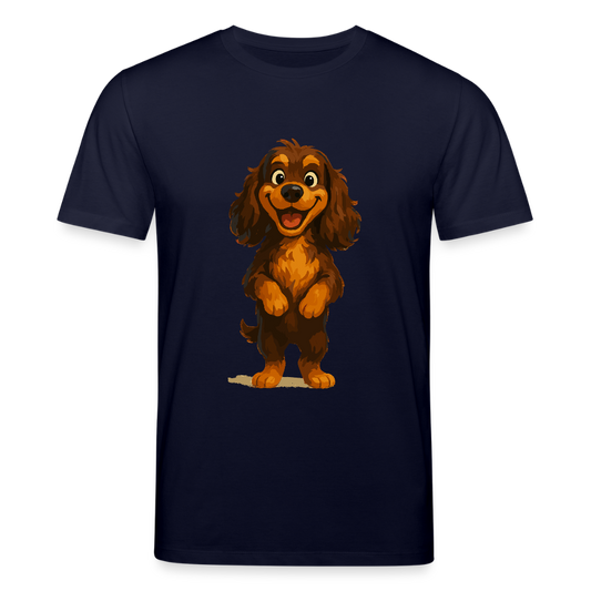 Cocker Spaniel T-Shirt breit grinsend – Lustiger Cartoon Hund, fröhliches Motiv für Hundeliebhaber und Tierfreunde - Navy