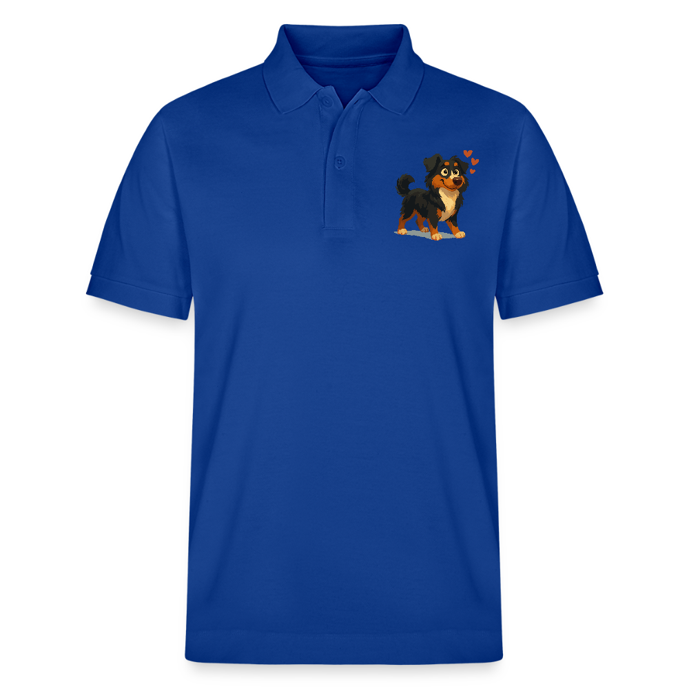 Australian Shepherd Poloshirt Verliebter Cartoon mit roten Herzen – Liebevolles Hunde Motiv für Valentinstag, Freundschaft und Geschenkideen - Dunkelblau