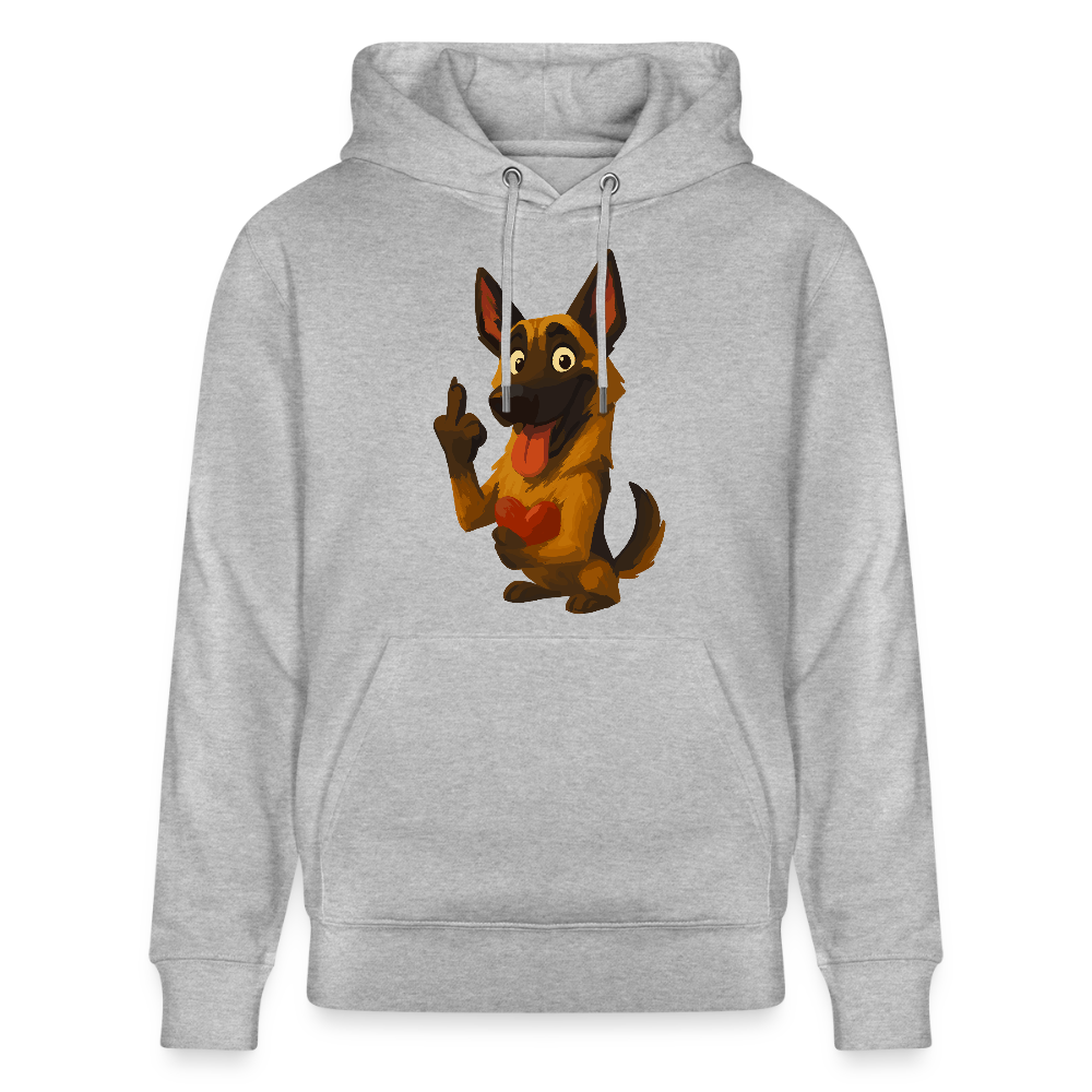 Frecher Malinois Hoodie mit Herz – witziges und provokantes Hunde Cartoon Motiv für Hundeliebhaber mit Sinn für Humor - Grau meliert