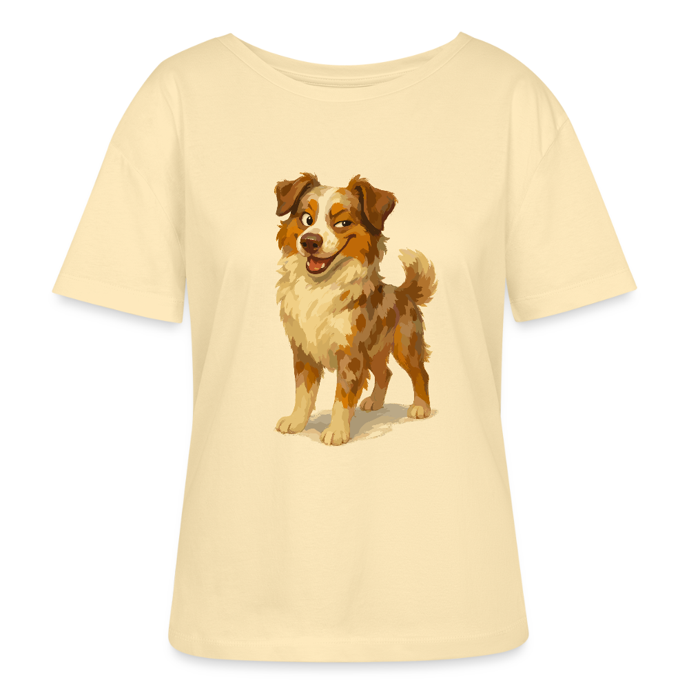 Australian Shepherd Shirt Frecher Cartoon mit verschmitztem Grinsen – Humorvolles Hunde Motiv für Tierfreunde und Geschenkideen - Creme