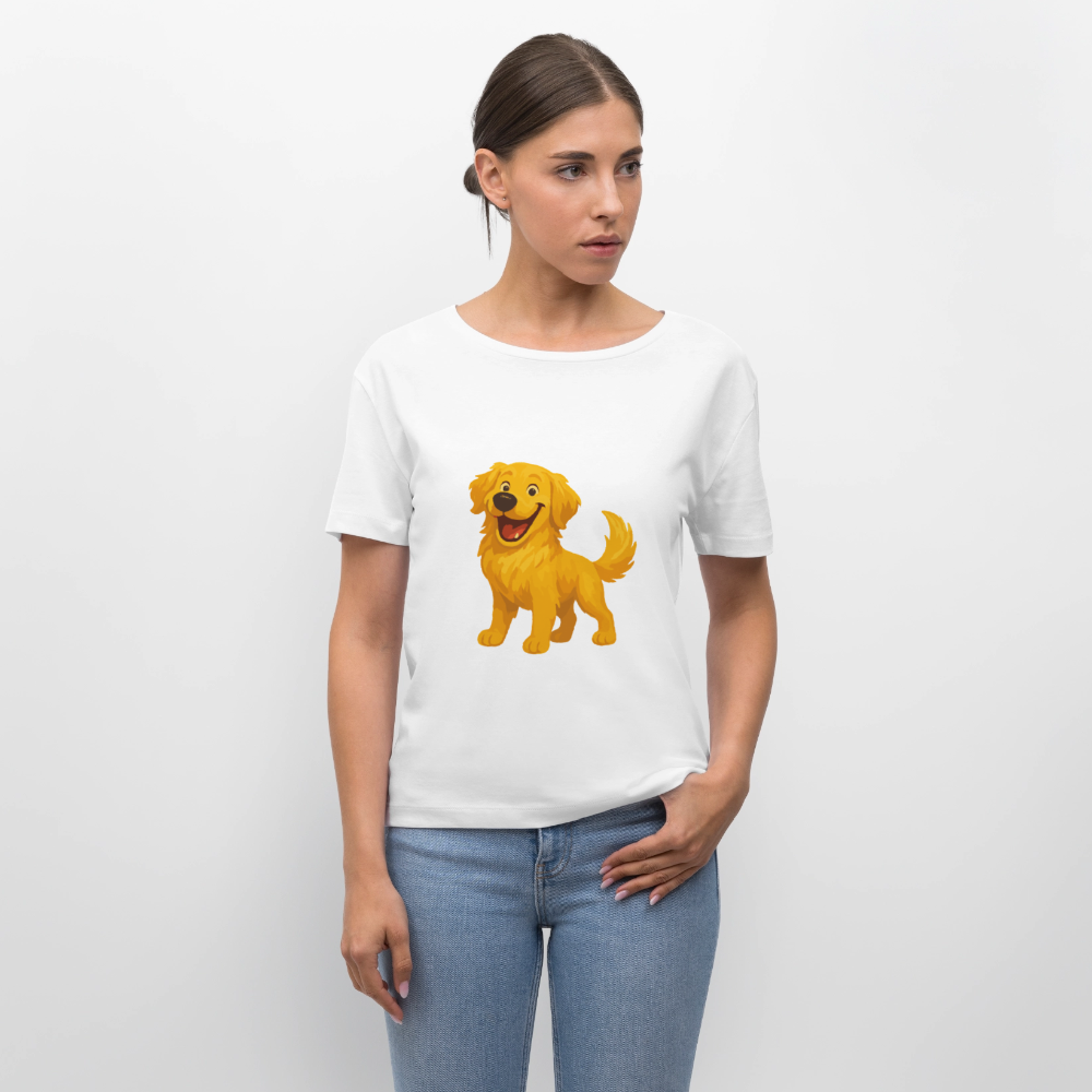 Golden Retriever Shirt Fröhlicher  Cartoon – lachendes Hundemotiv, süßes Geschenk für Hundeliebhaber und Tierfreunde - Weiß