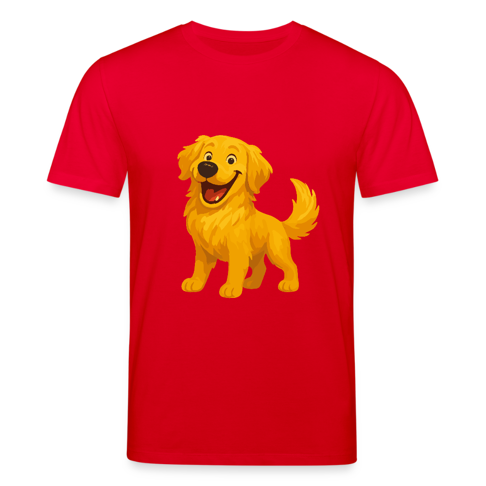 Golden Retriever T-Shirt Fröhlicher Cartoon – lachendes Hundemotiv, süßes Geschenk für Hundeliebhaber und Tierfreunde - Rot