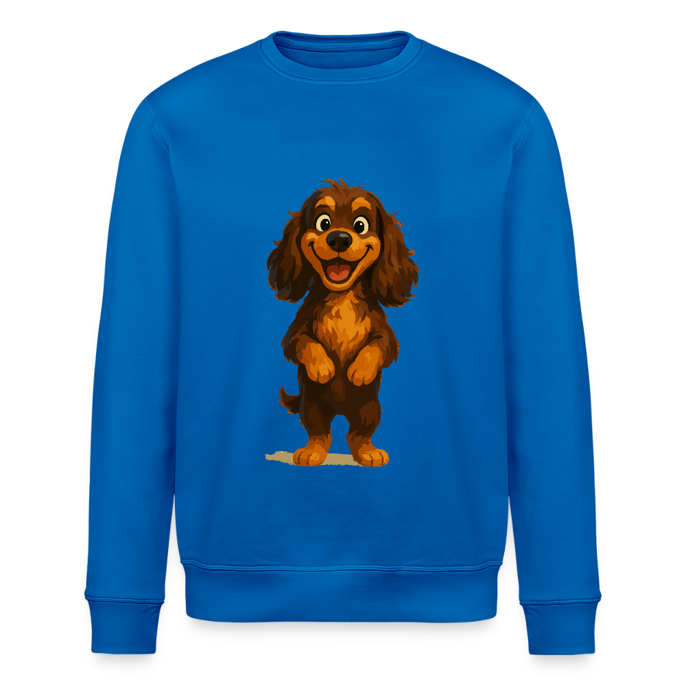 Cocker Spaniel Sweatshirt breit grinsend – Lustiger Cartoon Hund, fröhliches Motiv für Hundeliebhaber und Tierfreunde - Königsblau