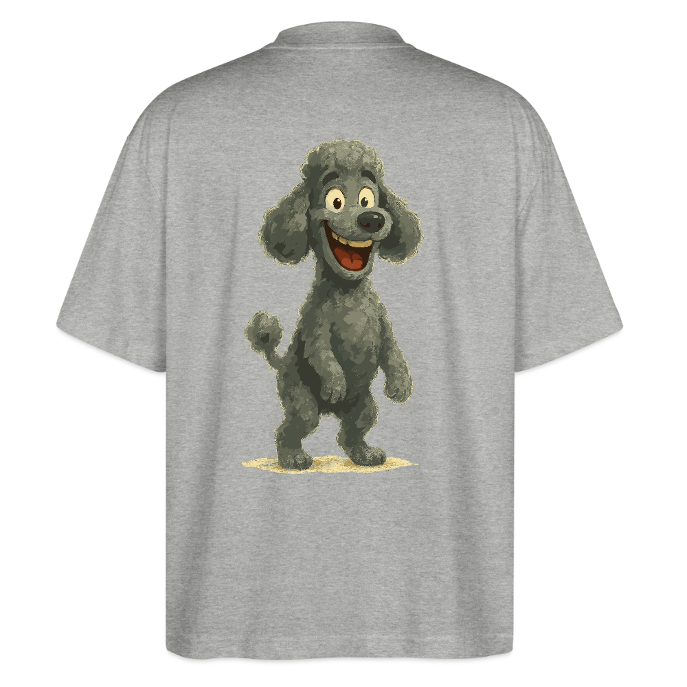 Pudel Oversized mit breitem Grinsen Lustiger Cartoon – Witziges Hunde Design für Pudel Fans und Hundeliebhaber - Grau meliert