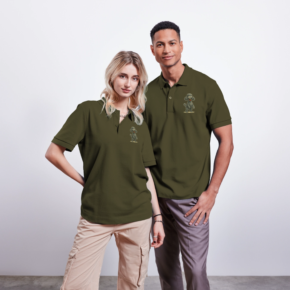 Pudel Poloshirt mit breitem Grinsen Lustiger Cartoon – Witziges Hunde Design für Pudel Fans und Hundeliebhaber - Khaki