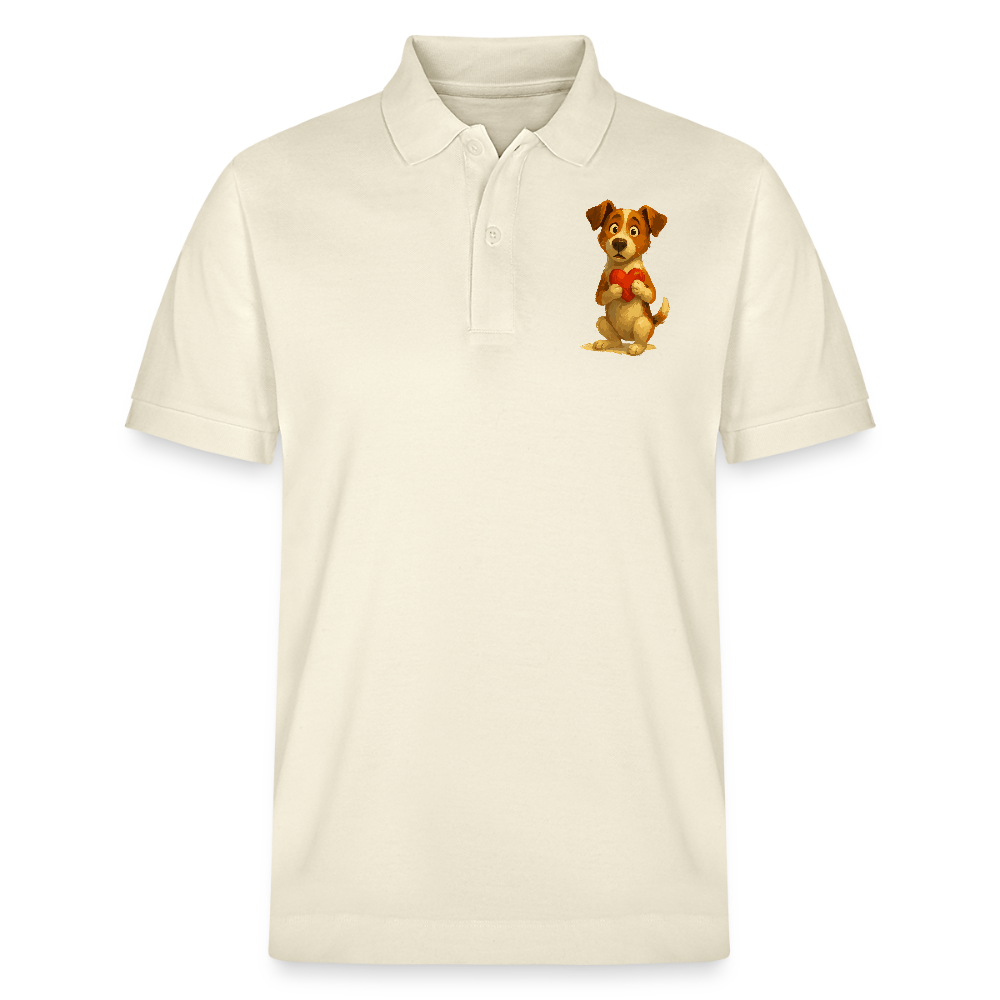 Jack Russell Terrier Poloshirt mit Herz – süßes Cartoon Motiv, liebevoller Hund, Geschenkidee für Valentinstag und Hundeliebhaber - Weißgrau