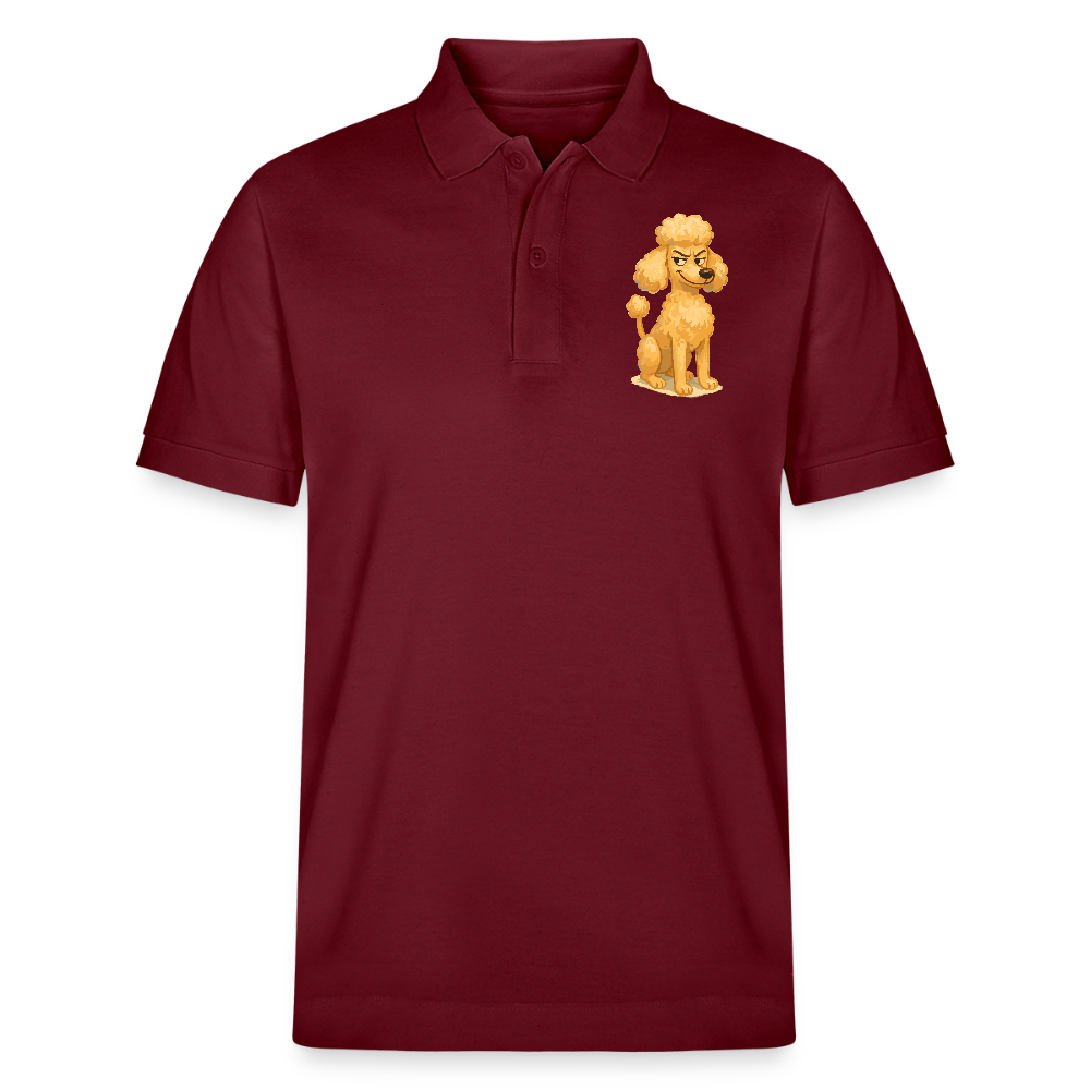 Frecher Pudel Poloshirt Cartoon im Malstil – Humorvolles Hundemotiv für Tierfreunde und Geschenkidee für Hundeliebhaber - Burgunderrot