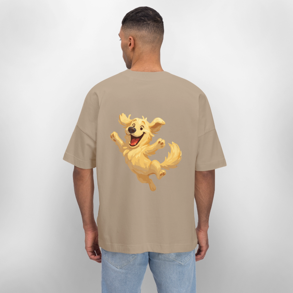 Golden Retriever Oversized Springender Cartoon – fröhliches Hundemotiv, perfektes Geschenk für Hundeliebhaber und Tierfreunde - Steingrau