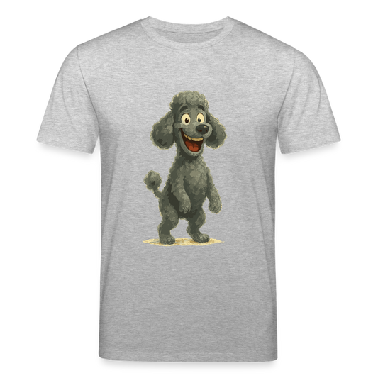 Pudel T-Shirt mit breitem Grinsen Lustiger Cartoon – Witziges Hunde Design für Pudel Fans und Hundeliebhaber - Grau meliert