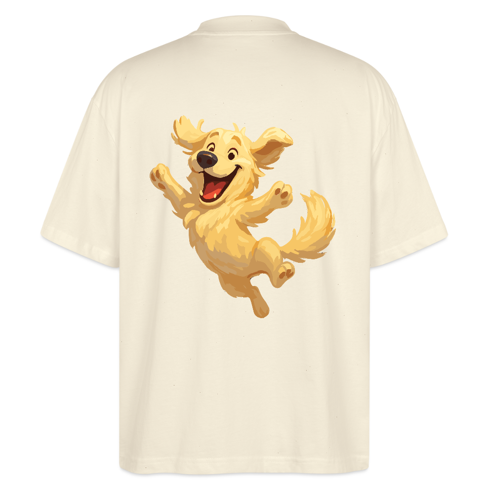 Golden Retriever Oversized Springender Cartoon – fröhliches Hundemotiv, perfektes Geschenk für Hundeliebhaber und Tierfreunde - Weißgrau