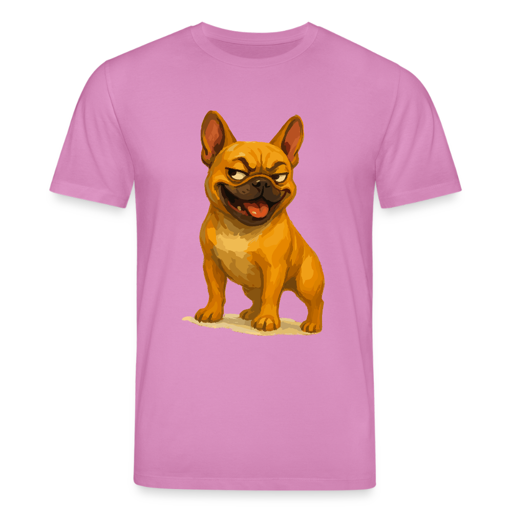 Französische Bulldogge T-Shirt - Frecher Cartoon mit verschmitztem Grinsen – Humorvolles Hunde Motiv für Tierfreunde und Geschenkideen - Pink