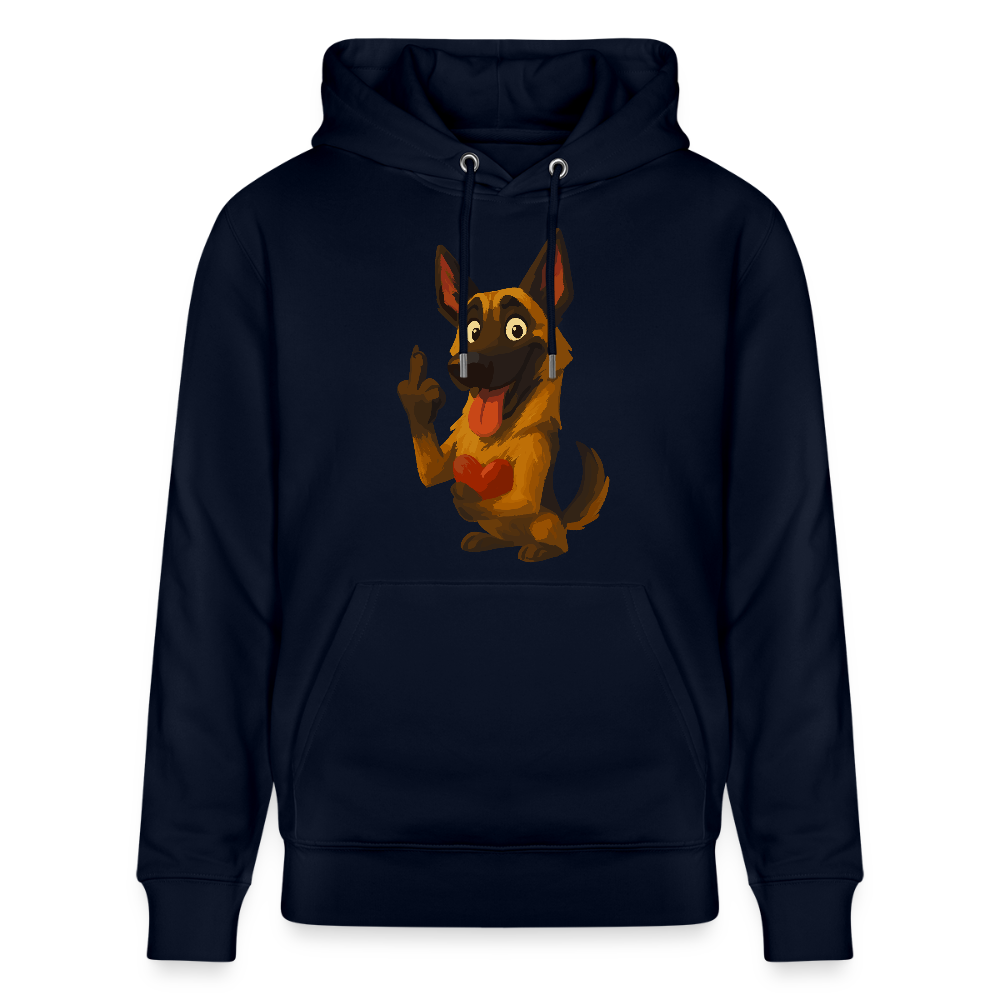 Frecher Malinois Hoodie mit Herz – witziges und provokantes Hunde Cartoon Motiv für Hundeliebhaber mit Sinn für Humor - Navy