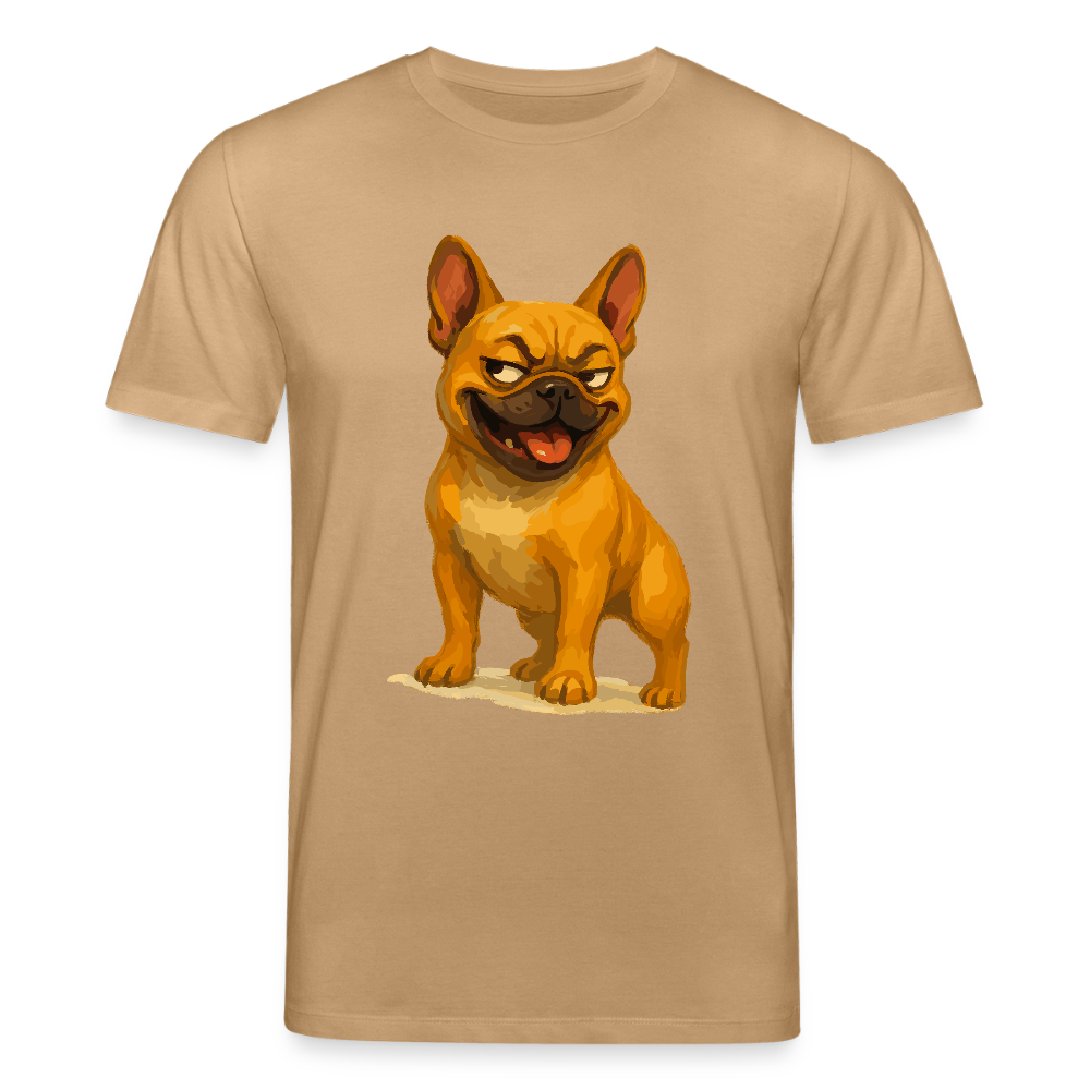 Französische Bulldogge T-Shirt - Frecher Cartoon mit verschmitztem Grinsen – Humorvolles Hunde Motiv für Tierfreunde und Geschenkideen - Karamell 