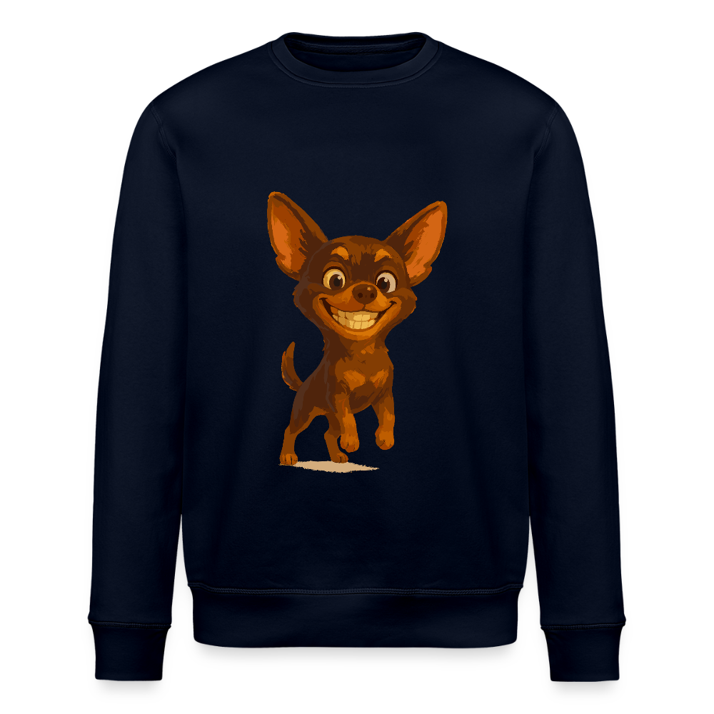 Grinsender Chihuahua Sweatshirt Cartoon Hund – witziges Tiermotiv mit großem Lächeln, Geschenkidee für Hundefans und Tierfreunde - Navy