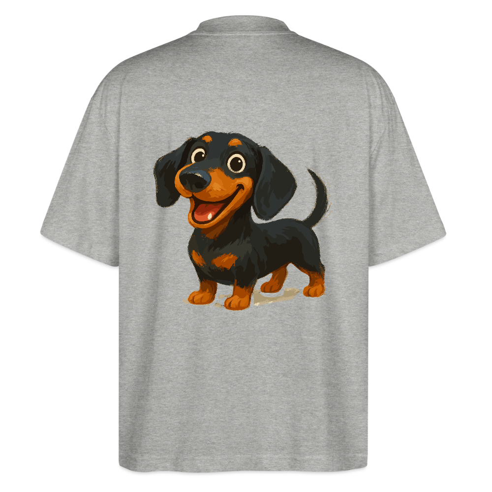 Dackel Oversized – Fröhlicher Cartoon Dachshund | Niedlicher Hund Pullover Geschenk für Hundefans - Grau meliert