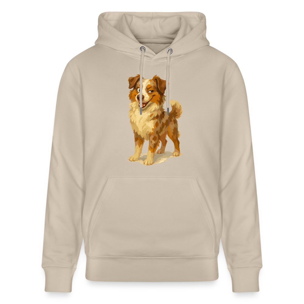 Australian Shepherd Hoodie Frecher Cartoon mit verschmitztem Grinsen – Humorvolles Hunde Motiv für Tierfreunde und Geschenkideen - Beige