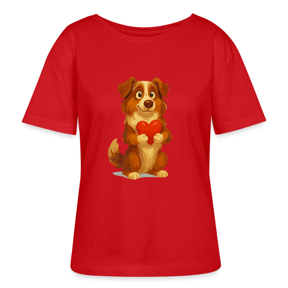 Australian Shepherd Shirt Süßer Cartoon mit Herz – Liebevolles Hunde Motiv für Valentinstag, Freundschaft und Geschenkideen - Rot