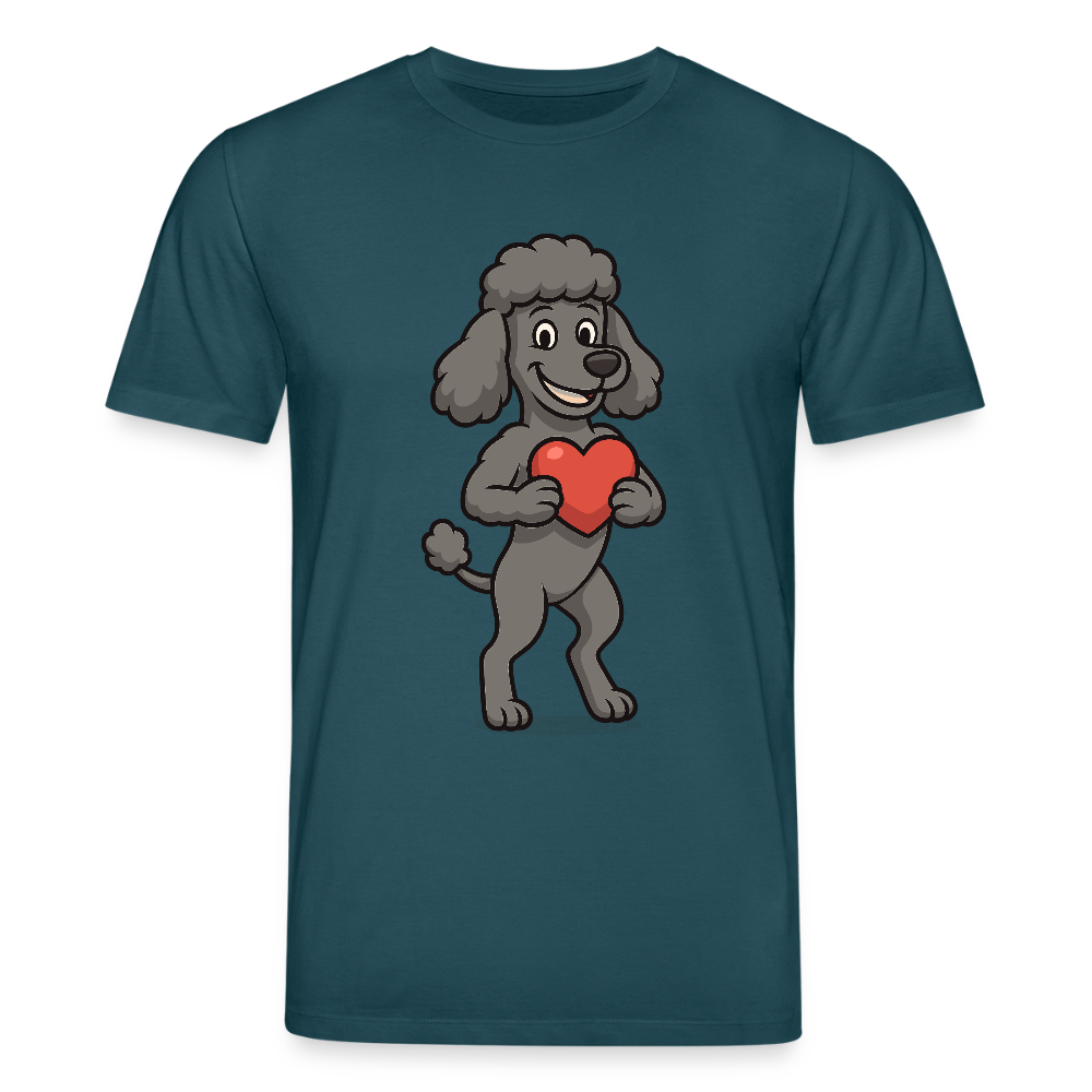 Pudel T- Shirt mit Herz Cartoon – Liebevolles Hunde Motiv für Valentinstag, Geschenke und Hundeliebhaber - Dunkles Petrol