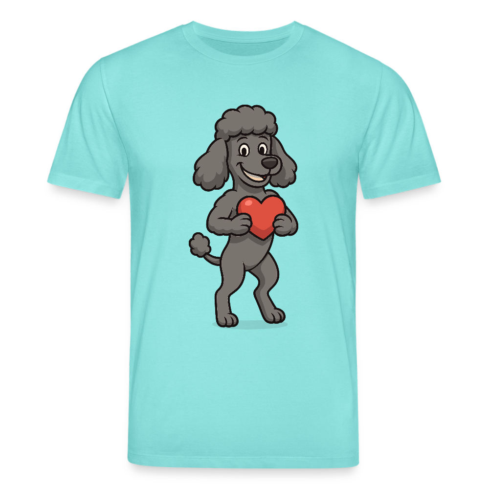 Pudel T- Shirt mit Herz Cartoon – Liebevolles Hunde Motiv für Valentinstag, Geschenke und Hundeliebhaber - Poolblau
